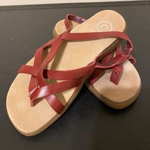 Rock Port Sandal Brown Leather Straps Slip-on Sandal Size 6